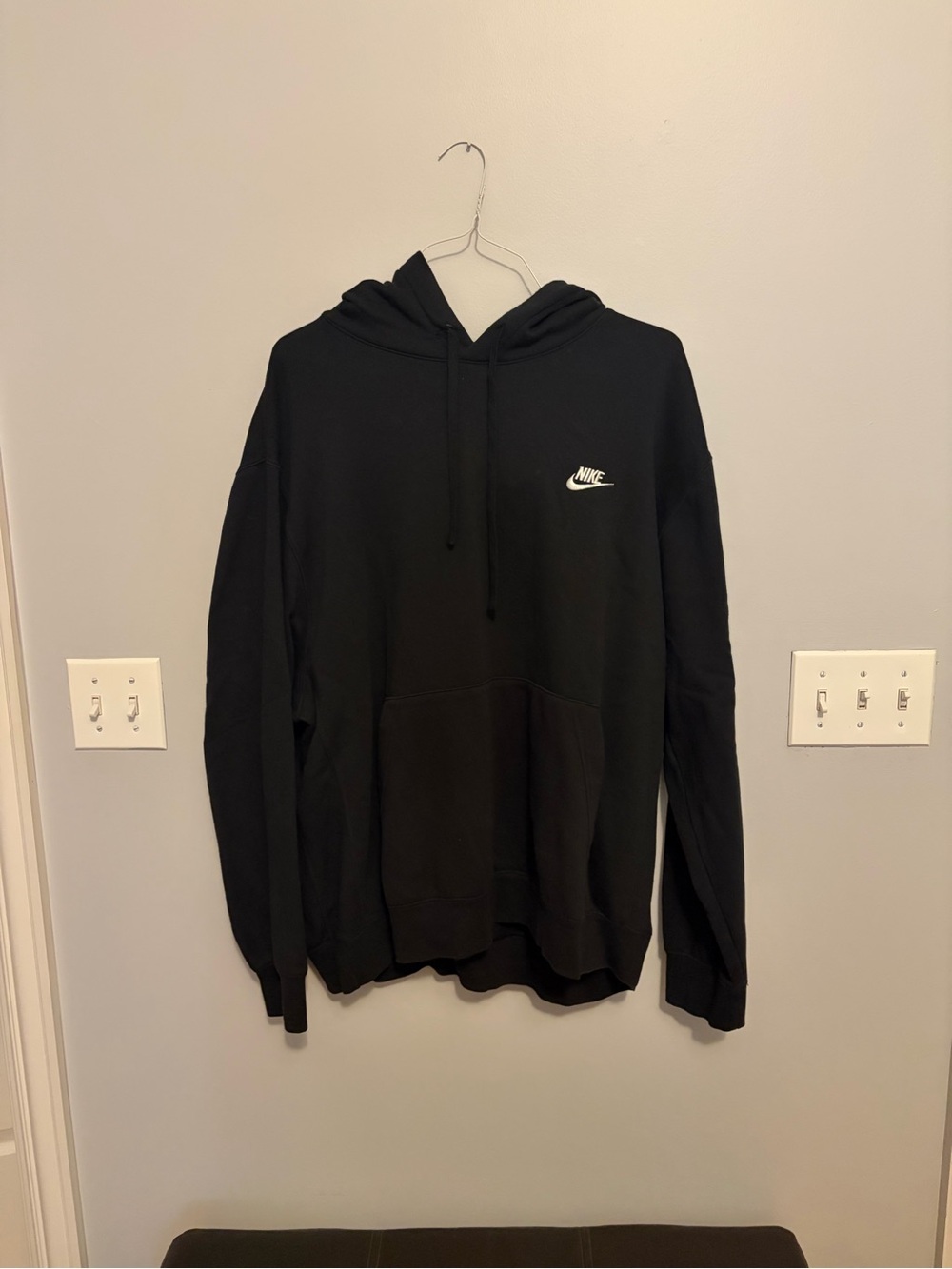 Nike Black Pullover Hoodie with Small White Logo